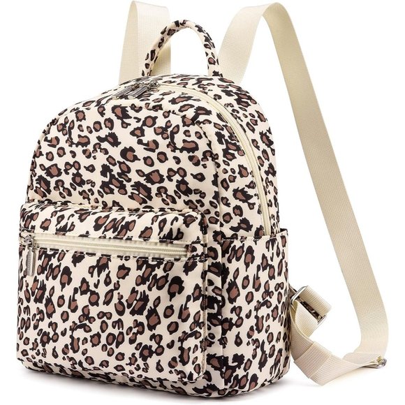 Women Leopard Polyester Light Weight Small Waterproof Mini Backpack